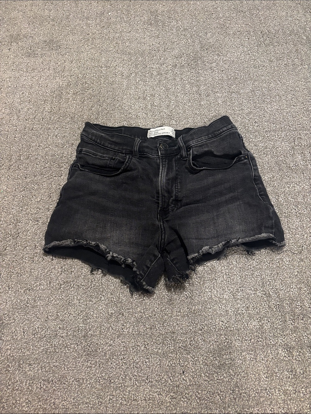 Abercrombie & Fitch Black Frayed Hem Denim Cutoff Shorts
